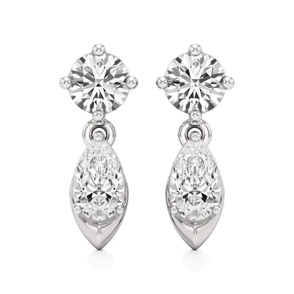 Vanya | Round and Pear Lab-Grown Diamonds Drop Earrings - Nivara