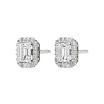 Mira | Emerald-Cut Solitaire Lab-Grown Diamond with Halo Studs - Nivara