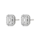 Mira | Emerald-Cut Solitaire Lab-Grown Diamond with Halo Studs - Nivara