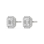 Mira | Emerald-cut Solitaire Lab-Grown Diamond with Halo Studs - Nivara