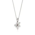 Flora | Diamonds Clustered Floral Design with Ruby Accent Pendant - Nivara