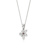 Flora | Diamonds Clustered Floral Design with Ruby Accent Pendant - Nivara