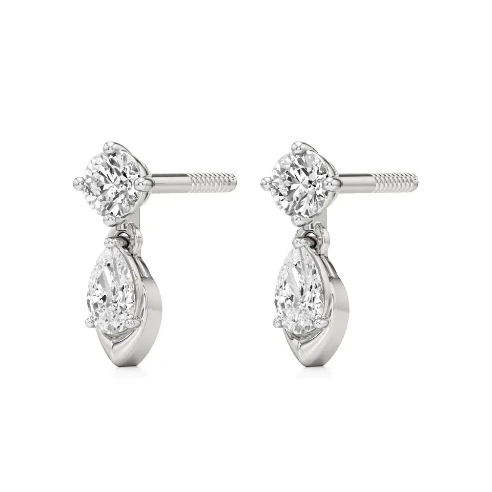 Vanya | Round and Pear Lab-Grown Diamonds Drop Earrings - Nivara