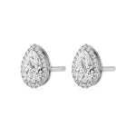 Mira | Pear-Cut Solitaire Lab-Grown Diamond with Halo Studs - Nivara
