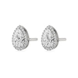 Mira | Pear-Cut Solitaire Lab-Grown Diamond with Halo Studs - Nivara