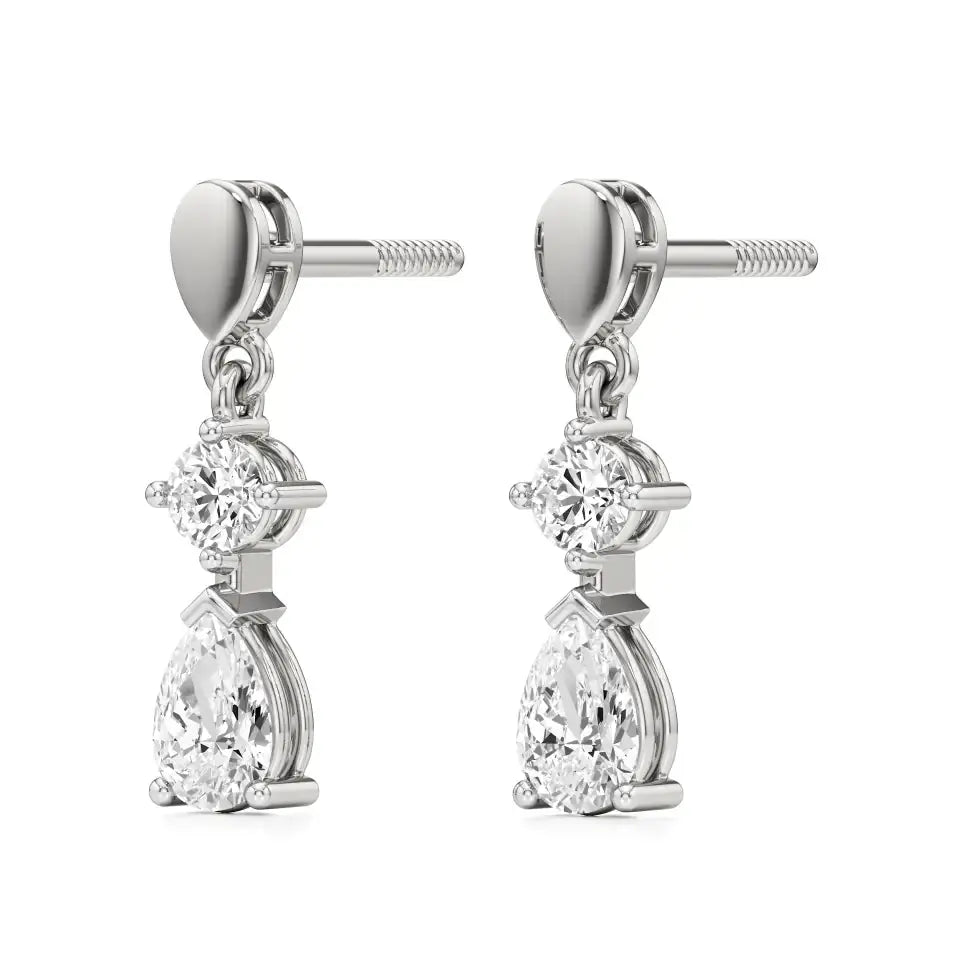 Vanya | Round & Pear Lab-Grown Diamond Tear Drop Studs - Nivara