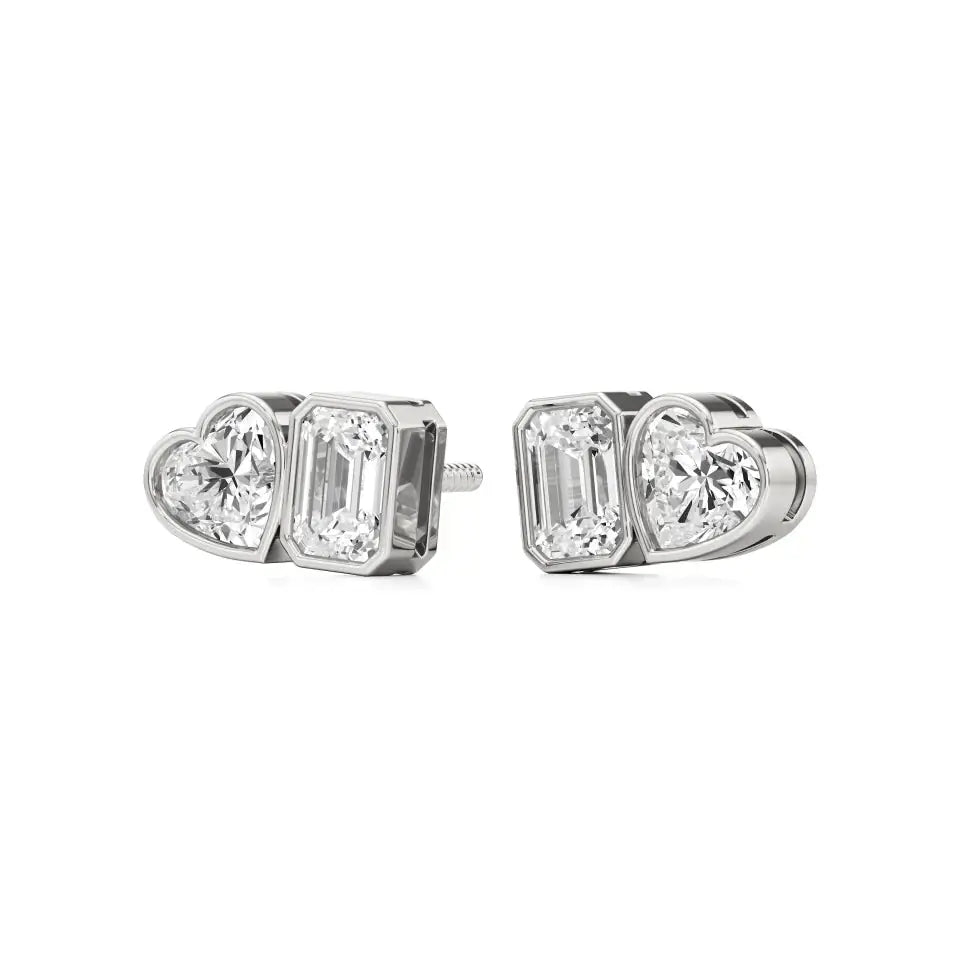 Mode | Hear & Emerald Duo Lab-Grown Diamond Studs - Nivara