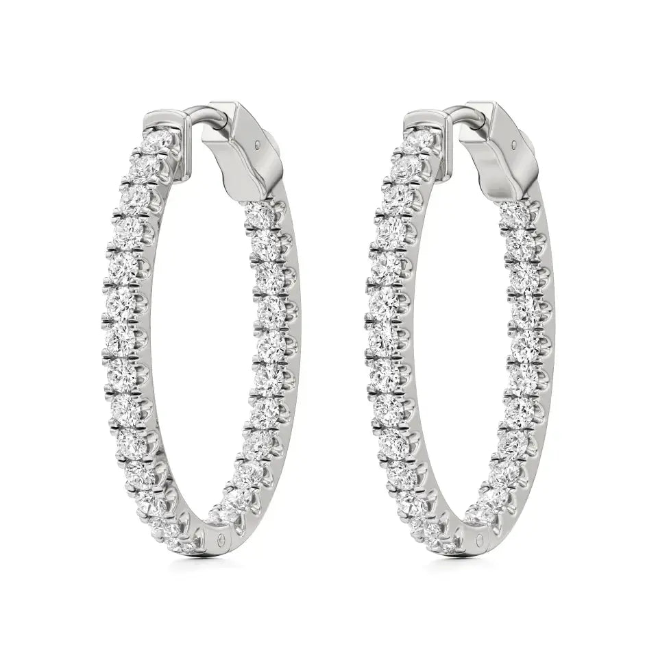 Mode | 32-Round Lab-Grown Diamond Inside-Outside Hoop Earrings - Nivara