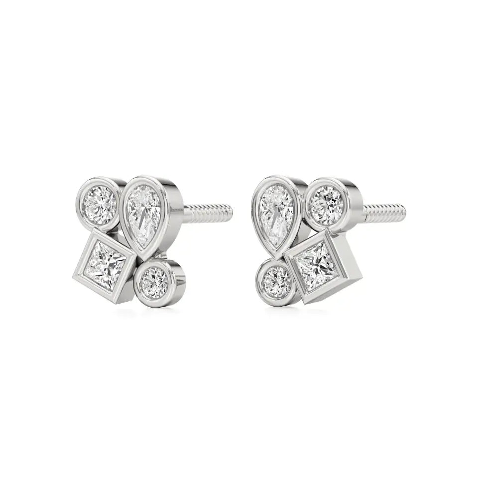 Celestia | Princess, Round and Pear Lab-Grown Diamonds Studs - Nivara