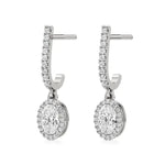 Mira | Oval & Round Lab-Grown Diamond Halo Dangle Earrings - Nivara