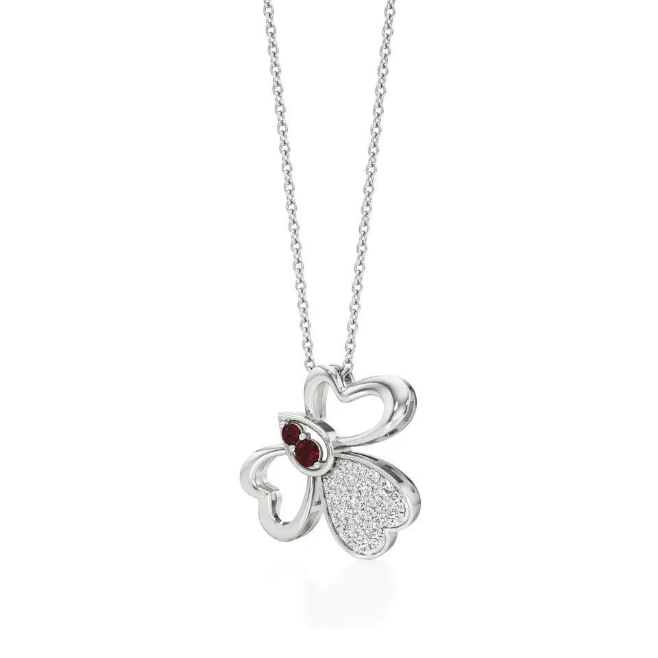 Vanya | Lab Grown Diamonds and Ruby Butterfly Wings Pendant - Nivara