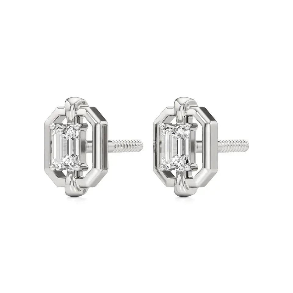 Mode | Emerald-Cut Solitaire Lab-Grown Diamond Studs - Nivara