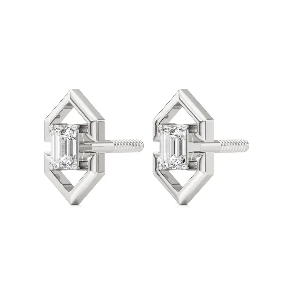 Mode | Emerald Solitaire Lab-Grown Diamond Studs - Nivara