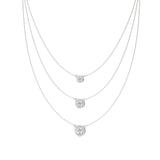 Elara | Round Lab Grown Diamonds with Halo Three Chain Necklace