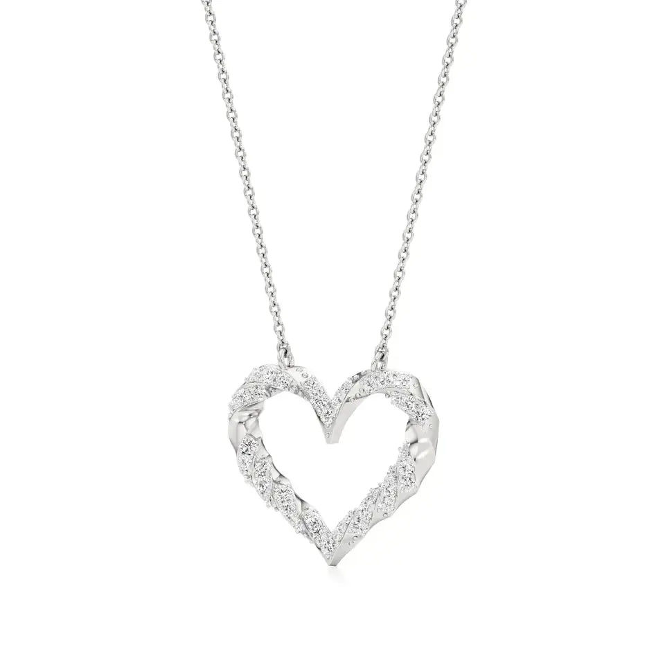 Sneh | Round Lab Grown Diamonds Twisted Heart Pendant - Nivara