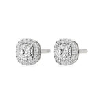 Mira | Cushion-Cut Solitaire Lab-Grown Diamond with Halo Studs - Nivara