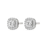 Mira | Cushion-Cut Solitaire Lab-Grown Diamond with Halo Studs - Nivara