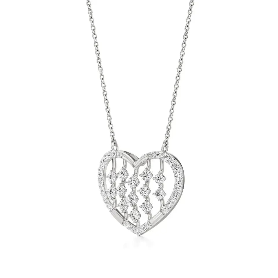 Sneh | Elegant Round Lab Grown Diamonds Heart Pendant - Nivara