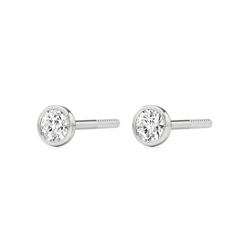 Mirage | Round Lab-Grown Diamond Studs with Bezel Setting - Nivara