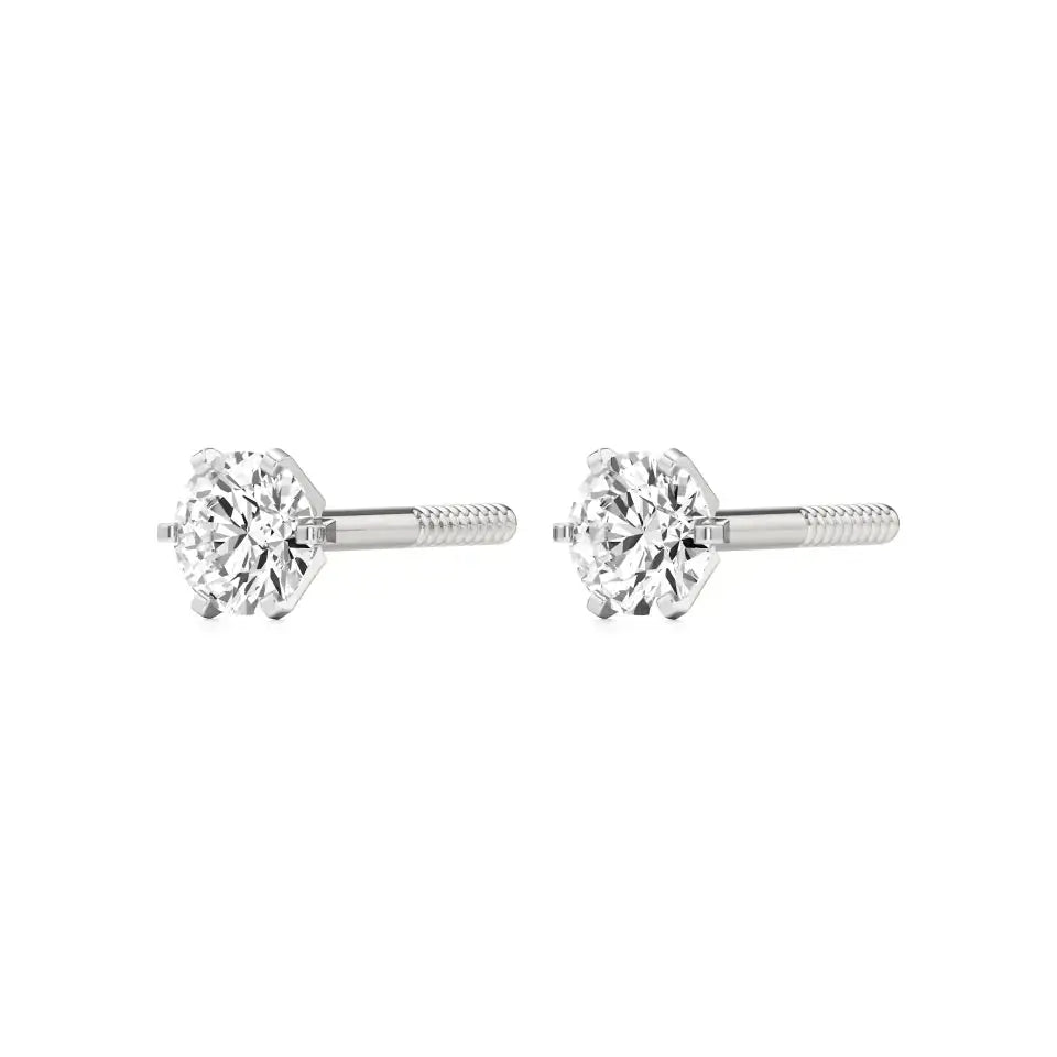 Rayna | 6-Prong Studs with Round Lab-Grown Diamond - Nivara