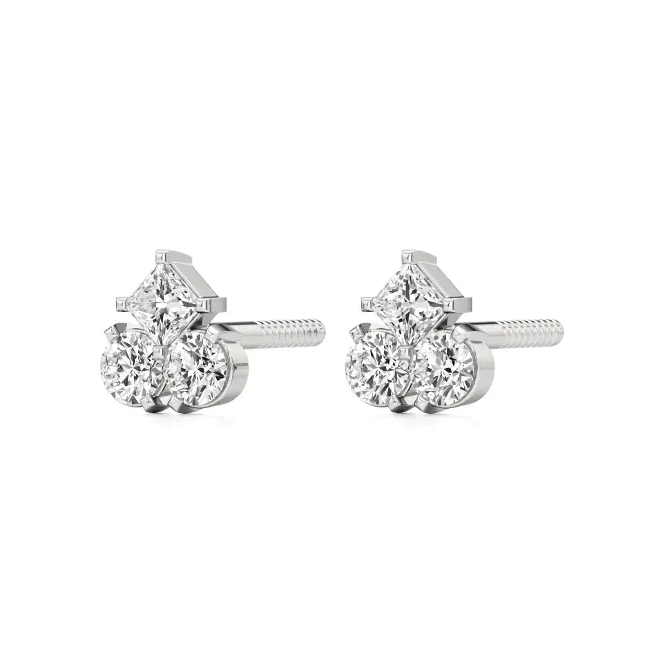 Mode | Round & Princess Trio Lab-Grown Diamonds Studs - Nivara