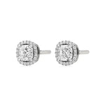 Mira | Cushion Solitaire with Halo Lab-Grown Diamond Studs - Nivara