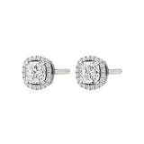 Mira | Cushion Solitaire with Halo Lab-Grown Diamond Studs - Nivara