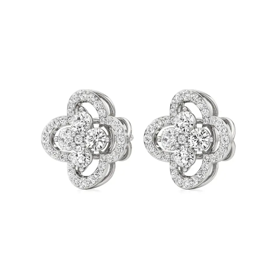 Flora | Round Lab-Grown Diamonds Quatrefoil Studs - Nivara