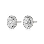 Mira | Oval-Cut Solitaire Lab-Grown Diamond with Halo Studs - Nivara