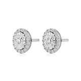 Mira | Oval-Cut Solitaire Lab-Grown Diamond with Halo Studs - Nivara