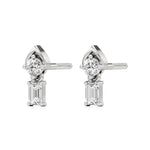 Mode | Round & Emerald Lab-Grown Diamond Drop Earrings - Nivara