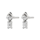 Mode | Round & Emerald Lab-Grown Diamond Drop Earrings - Nivara