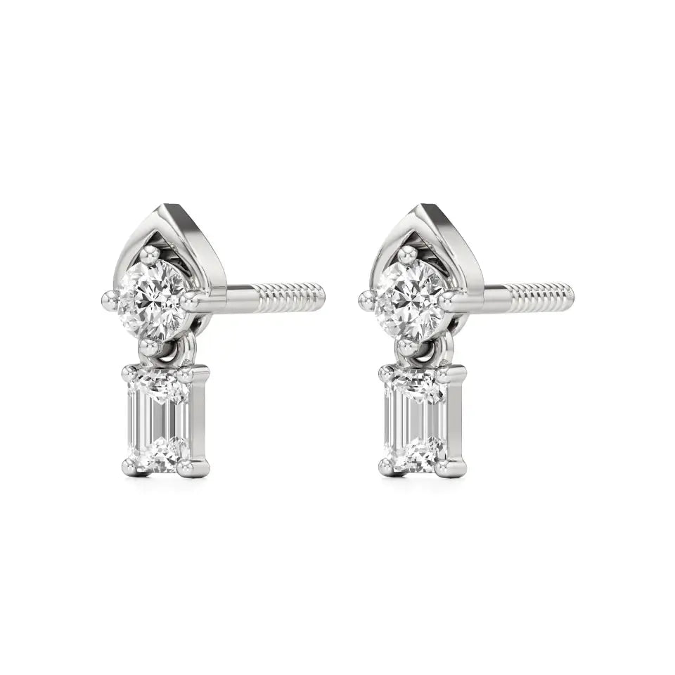 Mode | Round & Emerald Lab-Grown Diamond Drop Earrings - Nivara
