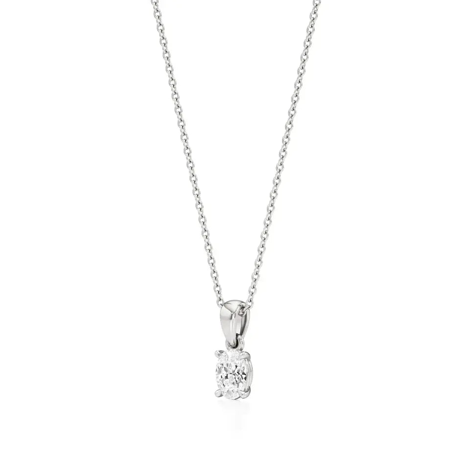 Thea | Oval-Cut Solitaire Lab Grown Diamond 4-Prong Setting Pendant - Nivara