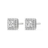 Mira | Princess-Cut Solitaire Lab-Grown Diamond with Halo Studs - Nivara