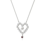 Sneh | Ruby & Lab Grown Diamonds Pixel Heart Pendant - Nivara