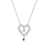 Sneh | Ruby & Lab Grown Diamonds Pixel Heart Pendant - Nivara
