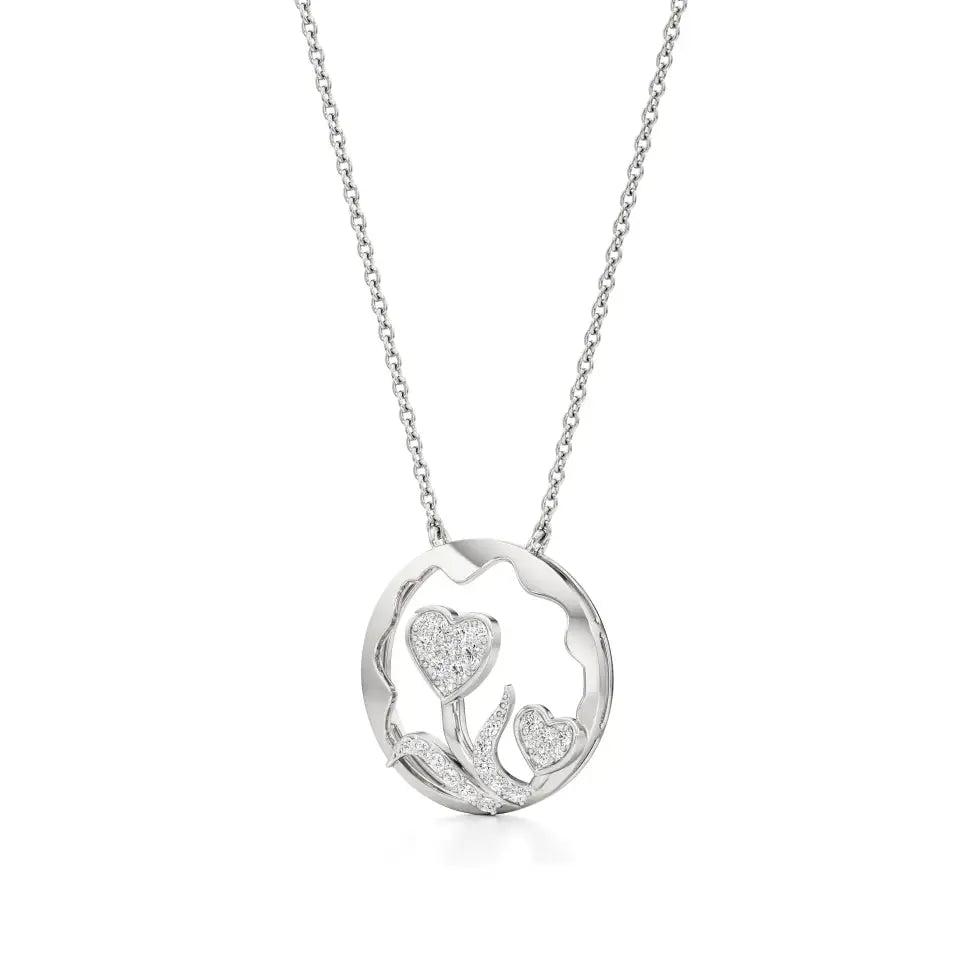 Sneh | Round Lab Grown Diamonds Dual Heart Pendant - Nivara