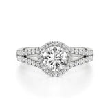 Mira | Round Solitaire with Halo Ring - Nivara