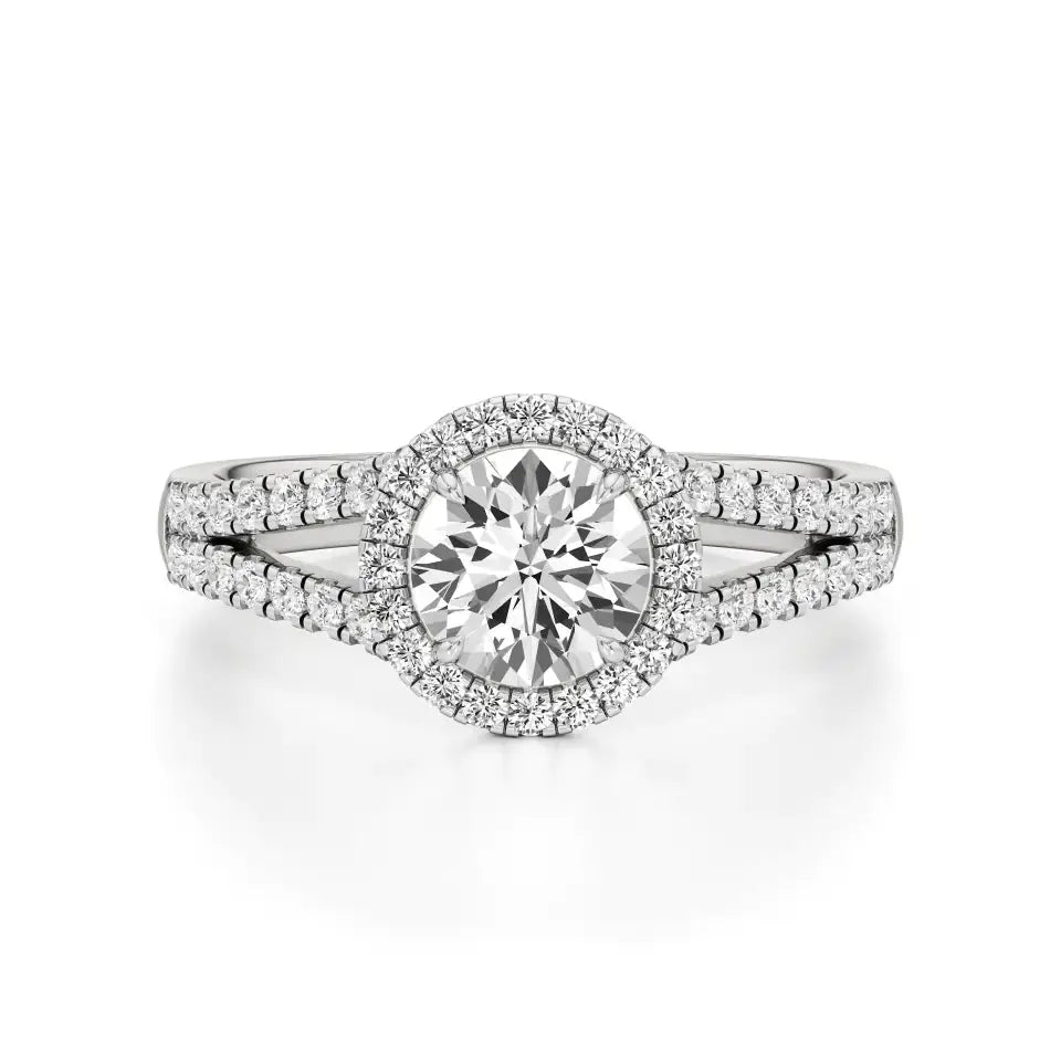 Mira | Round Solitaire with Halo Ring - Nivara