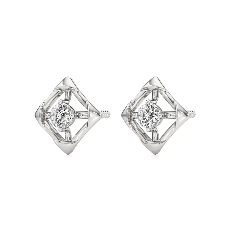 Nora | Round Solitaire Lab-Grown Diamond Square Studs - Nivara