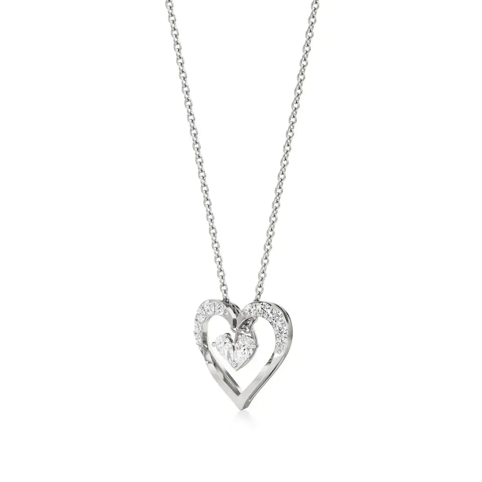Sneh | Classic Round & Pear Lab Grown Diamonds Heart Pendant - Nivara