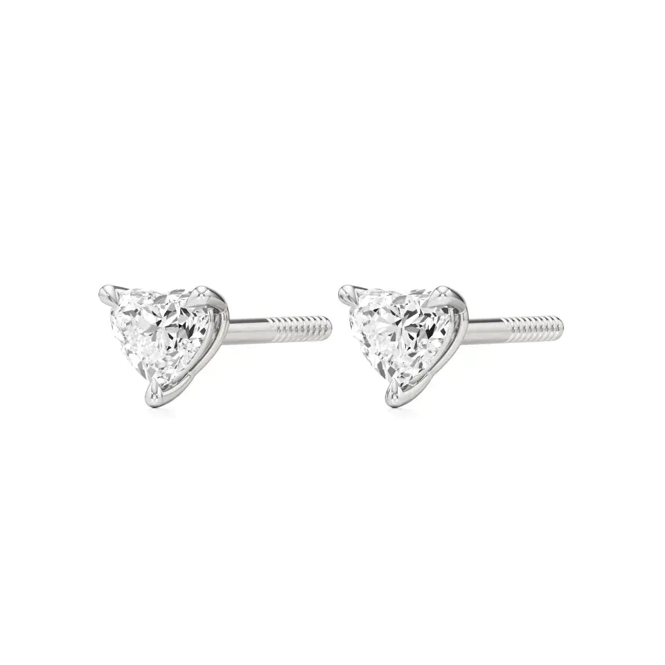 Sia | Three Prong Studs with Heart Shaped Solitaire Lab-Grown Diamond - Nivara