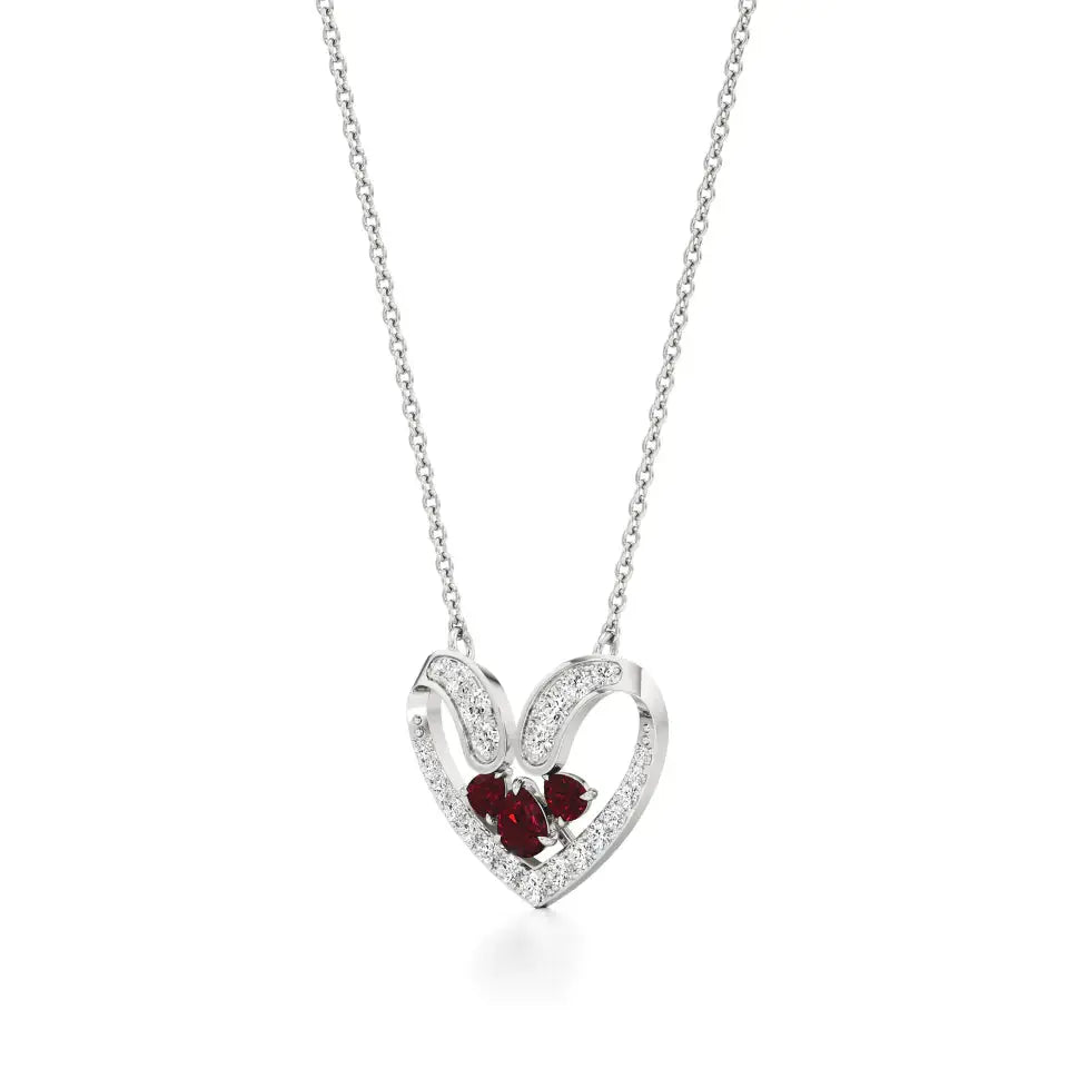 Sneh | Ruby & Lab Grown Diamonds Heart Pendant - Nivara