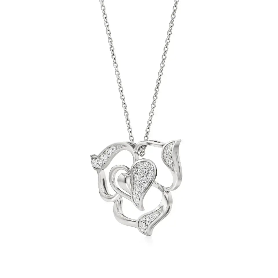 Sneh | Round Lab Grown Diamonds Heart & Petals Pendant - Nivara