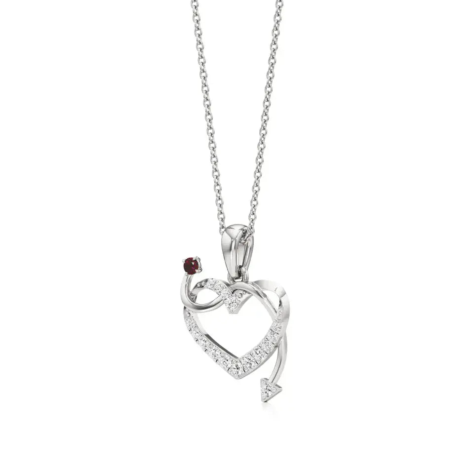 Sneh | Elegant Round Lab Grown Diamonds with Ruby Accent Heart Pendant - Nivara