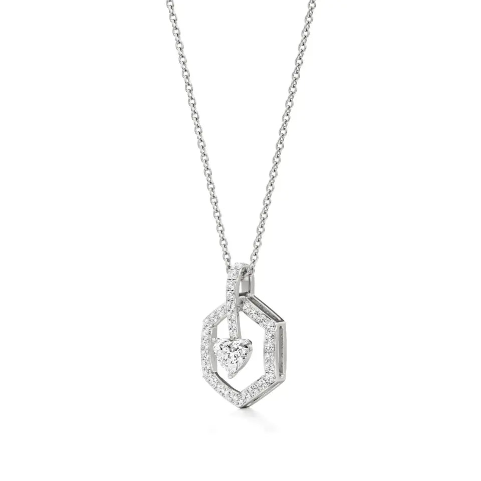 Sneh | Elegant Heart & Round Lab Grown Diamonds Pendant - Nivara