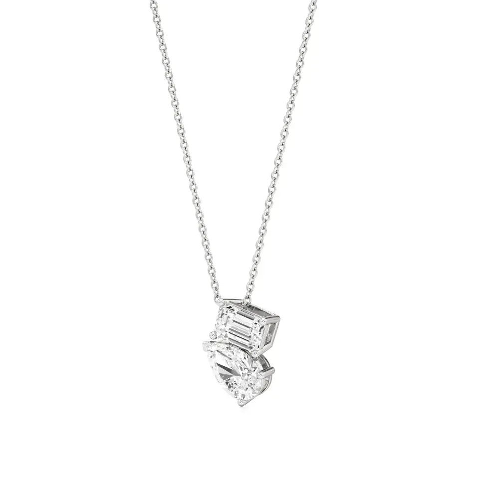 Toi et Moi | Pear & Emerald Lab Grown Diamonds Pendant - Nivara