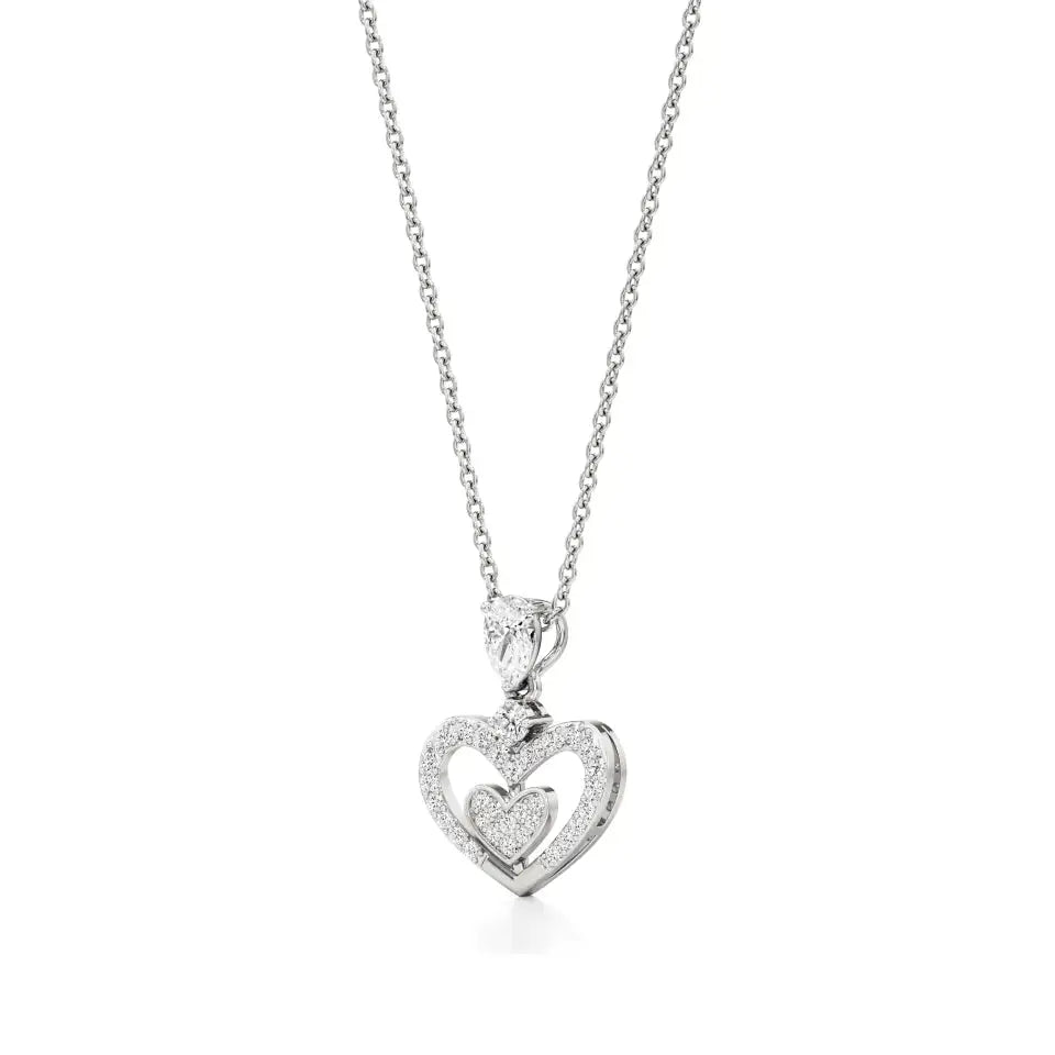 Sneh | Pear & Round Lab Grown Diamonds Heart Pendant - Nivara