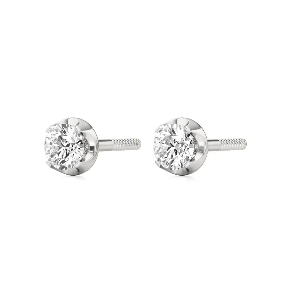 Mirage | Round Solitaire Lab-Grown Diamond Studs - Nivara